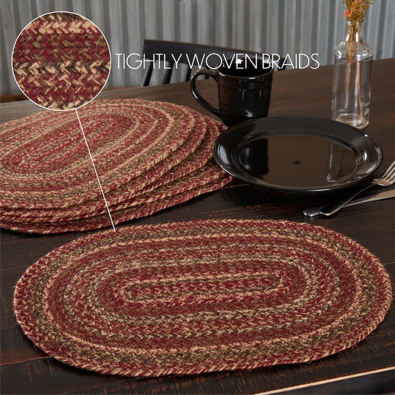 Cider Mill Jute Placemat Set of 6 12x18 Burgundy