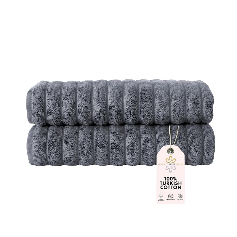 Brampton Premium Turkish Cotton 2 Piece Bath Towels Set Heavyweight - Grey