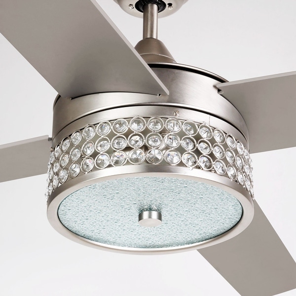 Shop 52 Inch Satin Nickel 4 Blades Crystal Ceiling Fan