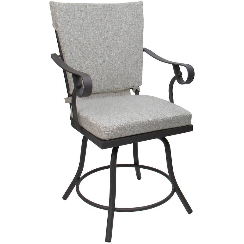 Outdoor or Indoor Patio Swivel Dining Chair - Jamey - White Linen - Gray