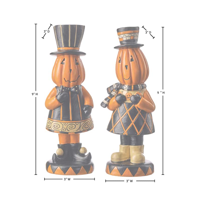 9" Resin Pumkin Men Set of 2