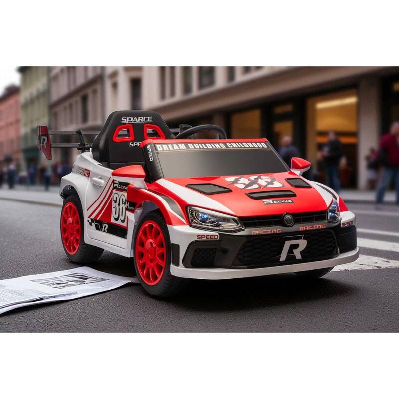 12V Kids Ride On Car with Remote Control, Dual 30W Motors, Music, LED Lights, Seat Belt & Shock Absorbers, Ages 5-8