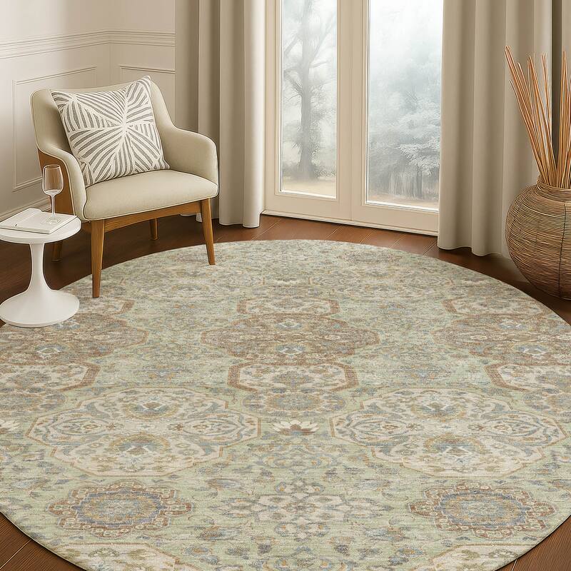 Machine Washable Indoor/ Outdoor Global Budden Chantille Rug