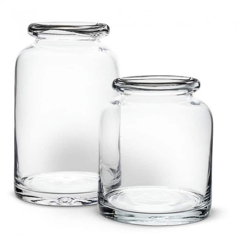 Wide Mouth Roll Top Bottle Vase - Clear