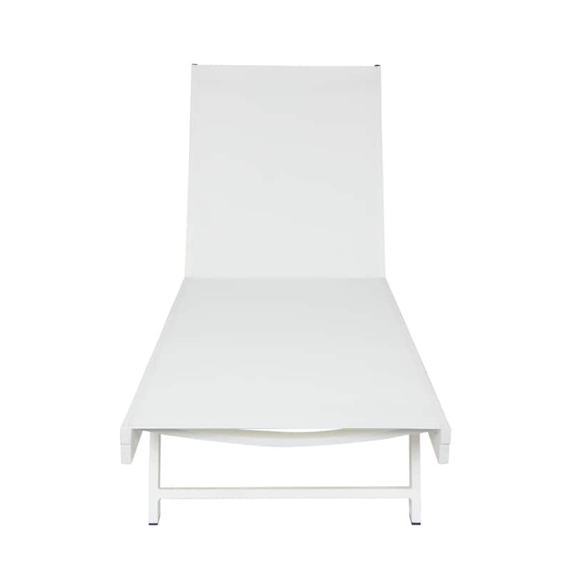 Modern Adjustable White Mesh Chaise Lounge Armless Sun Lounge Chair for Poolside Patio Garden