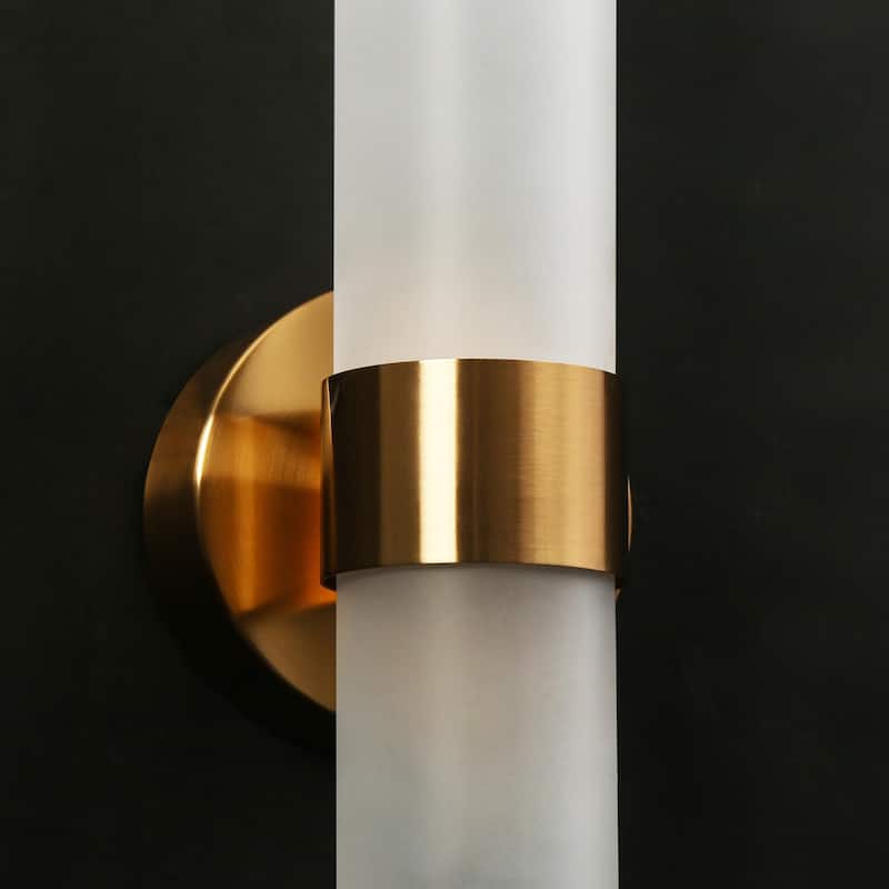 Modern Farmhouse LED Linear Large Cylinder White Glass Bathroom Vanity Light for Bedroom/ Hallway - W4.7" x H20.5"