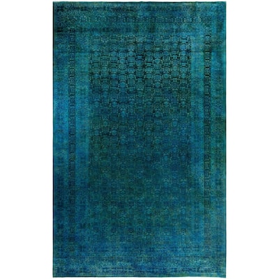 Overdyed One-of-a-Kind Hand-Knotted Area Rug - Green - 10' 2" x 15' 10"