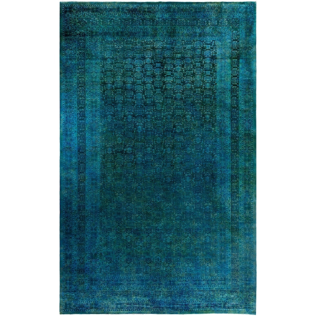 Overdyed One-of-a-Kind Hand-Knotted Area Rug - Green - 10' 2" x 15' 10"