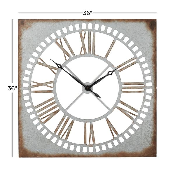 Gray Metal Cutout Decorative Wall Clock with Brown Distressing