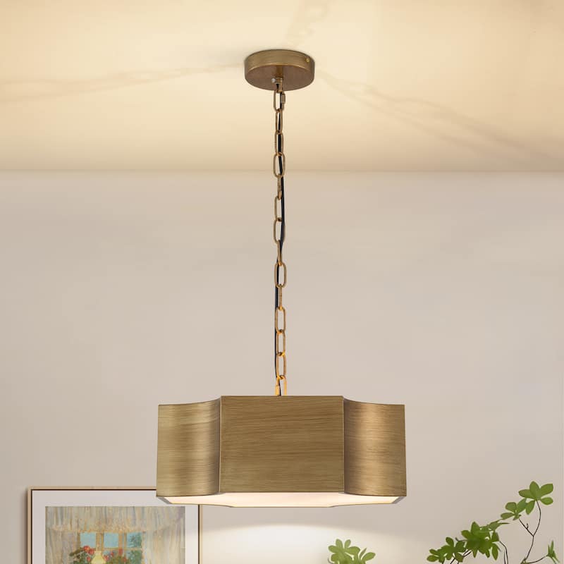 Starsky 3-light 15in. Modern Gold Drum Geometric Chandelier - Antique