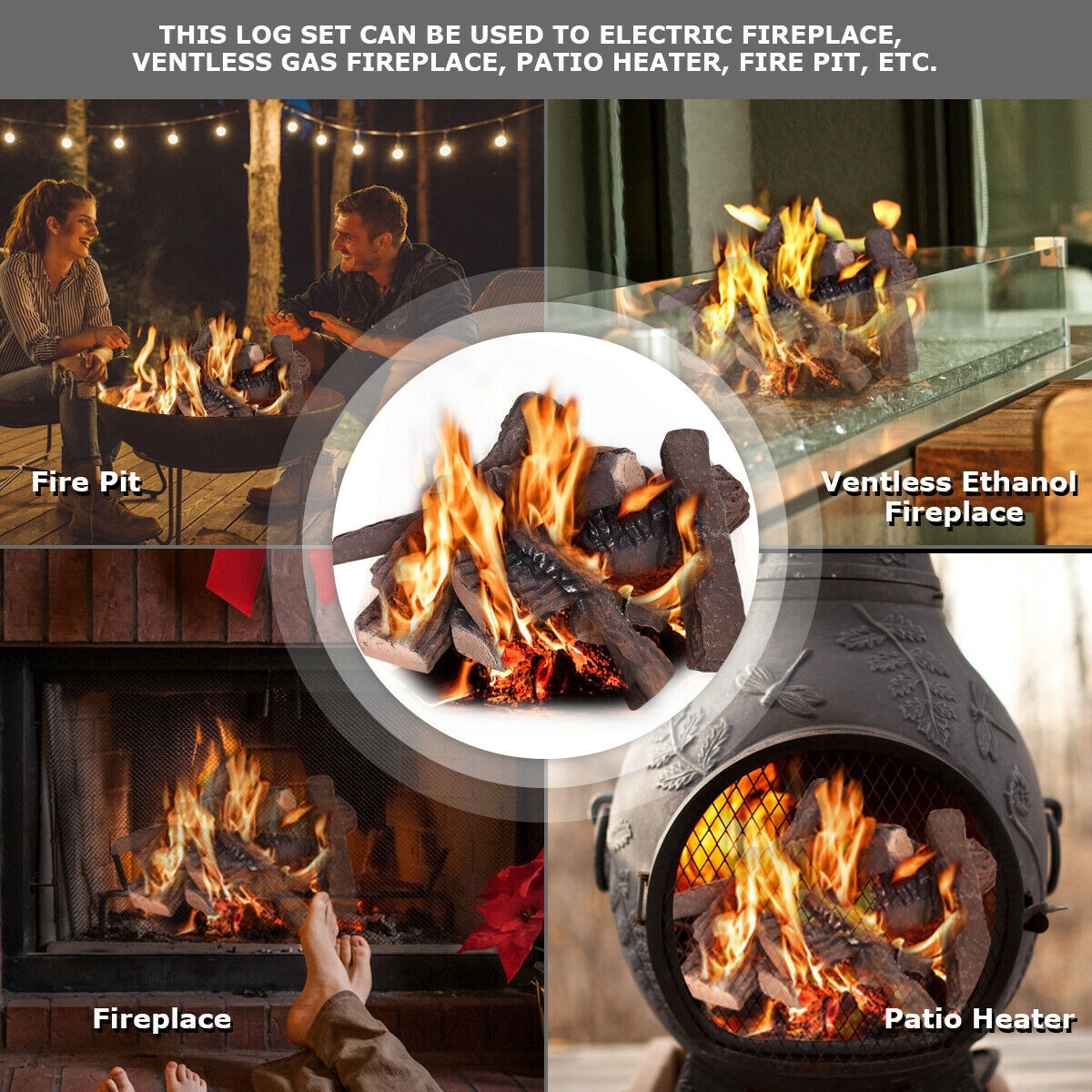 10pcs Ceramic Wood Gas Fireplace Imitation Wood Propane Firepit Logs Overstock 33286113
