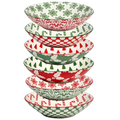 Certified International Winter Medley 40 oz. Soup Bowls, Set of 6 Assorted Designs - 40 oz.