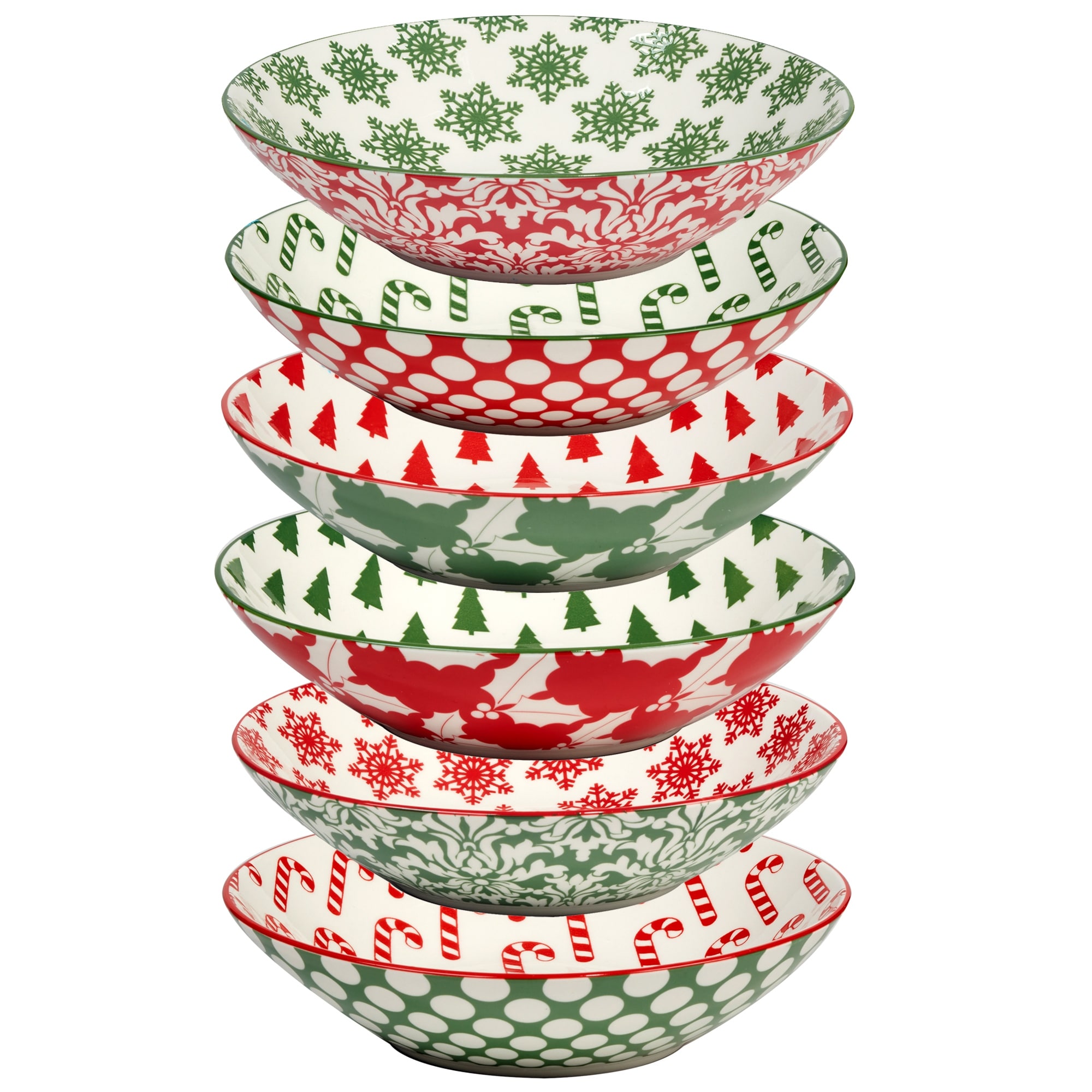 Certified International Winter Medley 40 oz. Soup Bowls, Set of 6 Assorted Designs - 40 oz.