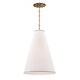 preview thumbnail 1 of 3, Hudson Valley Worth 1-light Aged Brass Pendant, White Linen