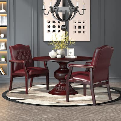 Boss Button-tufted Vinyl Guest Chair with Antique-brass Nailhead Trims