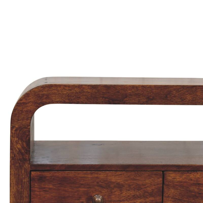 Artisan Furniture Solid Wood Darcy 3 drawer Open Shelf Chestnut Media unit