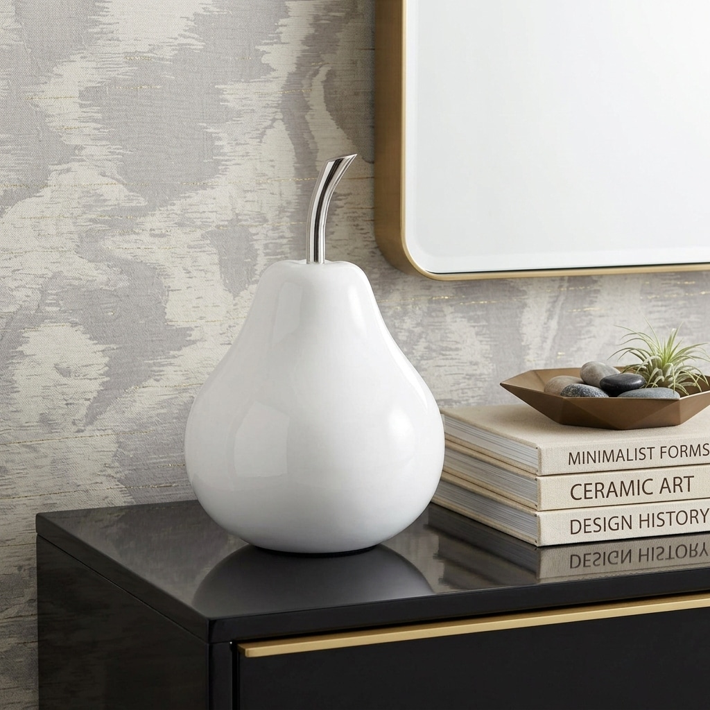 HomeRoots White Medium Pear Shaped Aluminum Accent Home Decor - 6' X '9' X '6