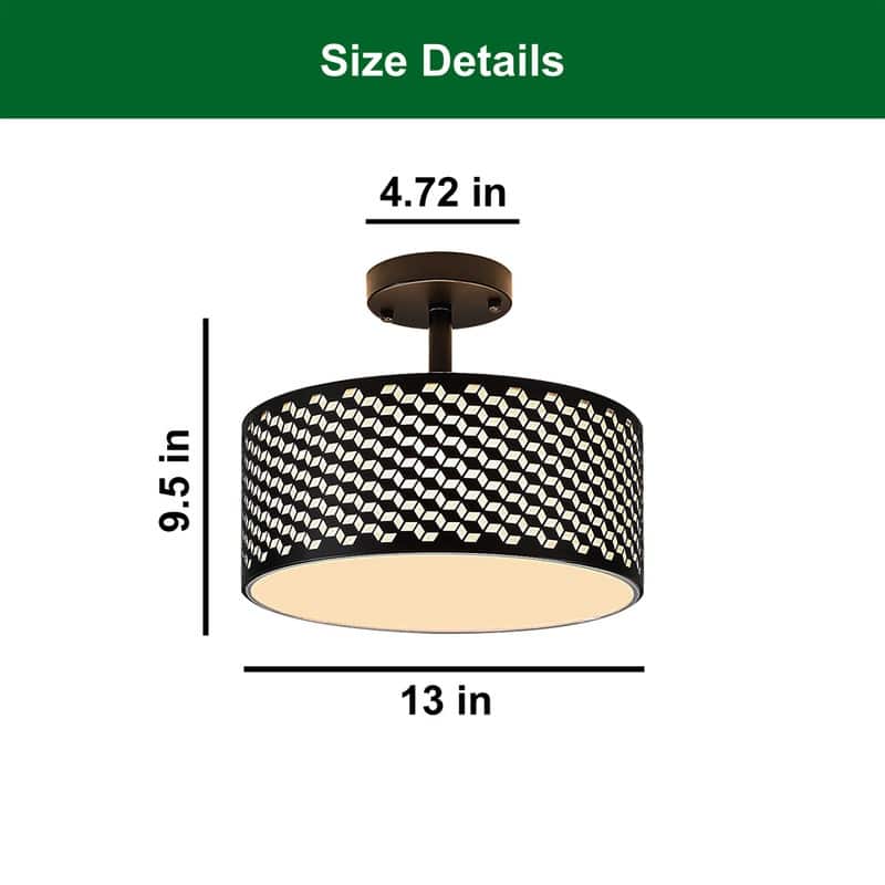 13 Inch light bulb black ceiling light fabric shade, metal shade of lights