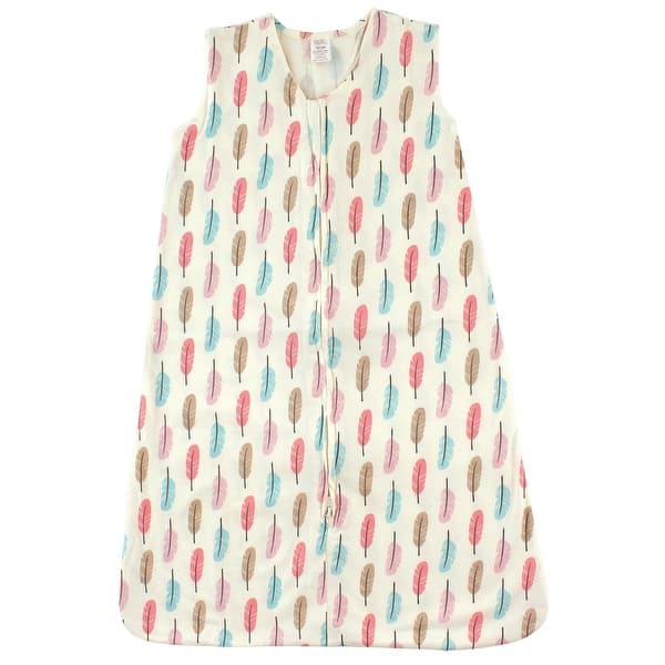 slide 1 of 1, Touched by Nature Baby Girl Organic Cotton Sleeveless Wearable Sleeping Bag, Sack, Blanket, Feathers 0-6 Months - Feathers