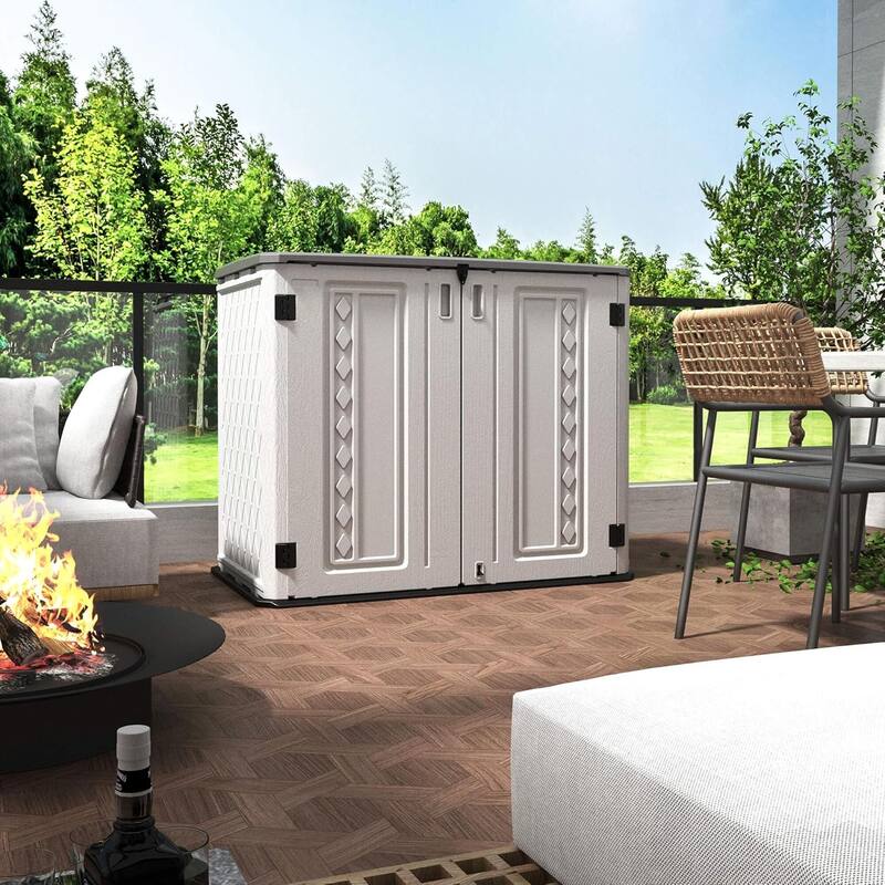 Outdoor Resin Deck Box Storage Shed for Garden,Patios,Backyards,Tools