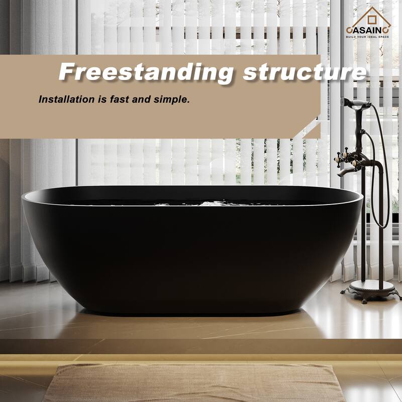 59" / 69" Solid Surface Freestanding Bathtub in Matte Black