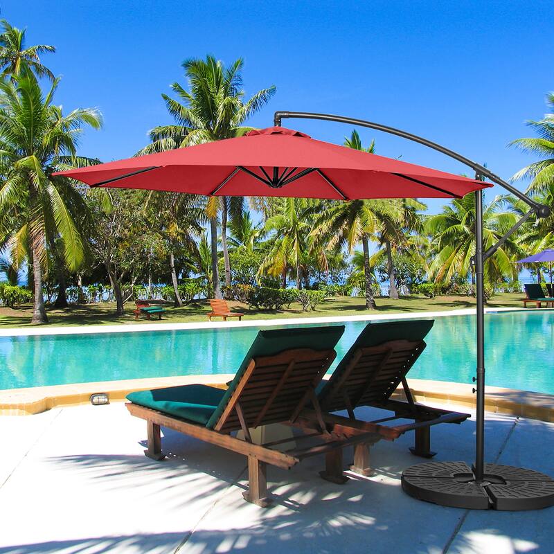 Costway 10 FT Patio Offset Umbrella w/8 Ribs Cross Base Tilt