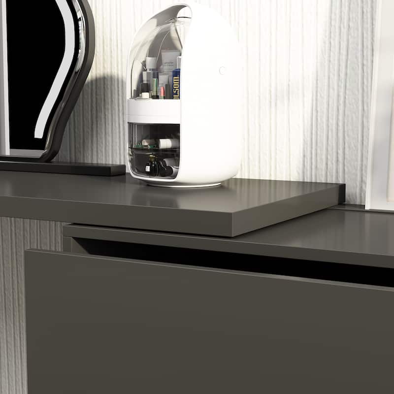 Timechee Home Rotating Dresser and Desk 6 Drawer Dresser Vanity Makeup