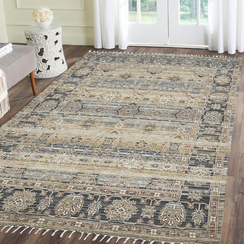 Carson Carrington Luktenborg Blue/Green Jute Blend Flatweave Area Rug - 8' x 10'