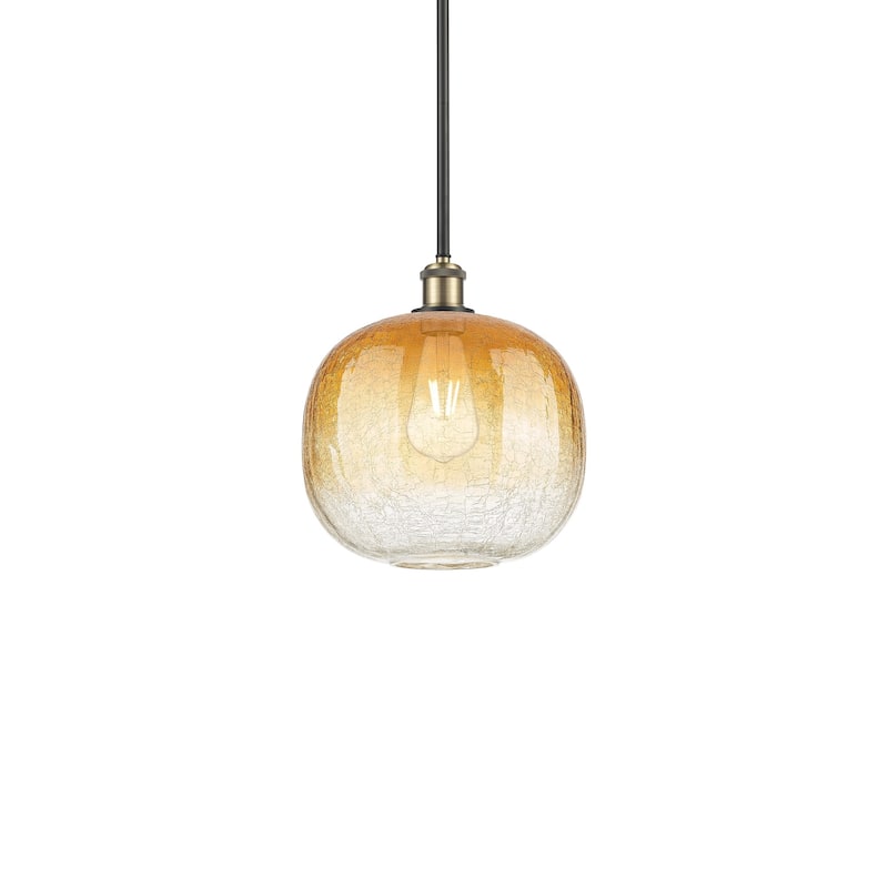 Innovations Lighting 516-1S-12-11 Brookhaven Sphere Pendant Brookhaven - Black Antique Brass / Amber