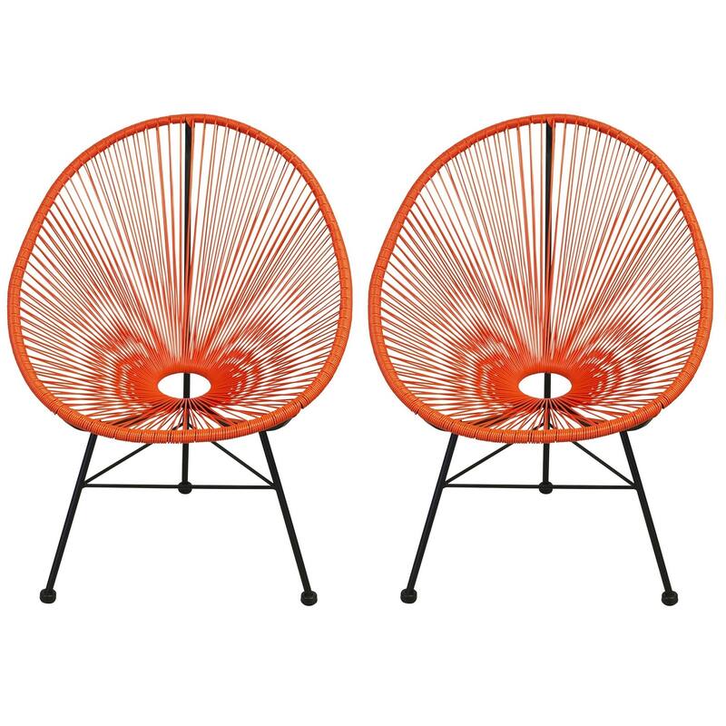 Acapulco Chair. Set of 2 - H34.5x W28.5x D32.75 - Orange