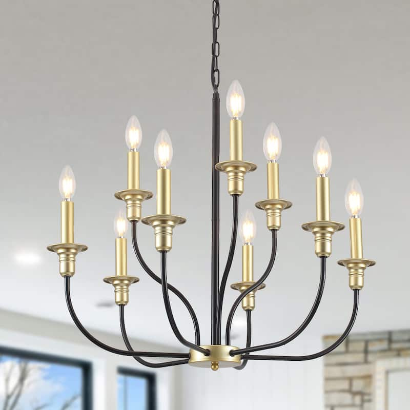 9-Light Candlestick Farmhouse Chandelier for Bedroom Living Room Staircase