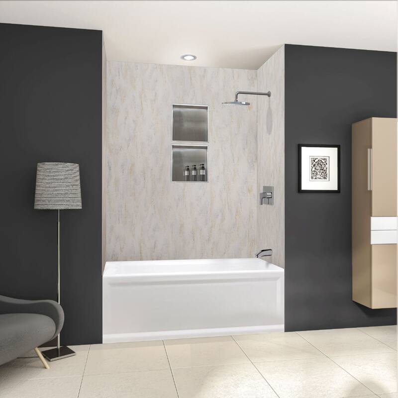 Transolid LWK603672 Lusso 72" H x 60" W x 36" D Three Wall Alcove - Creme Carmel