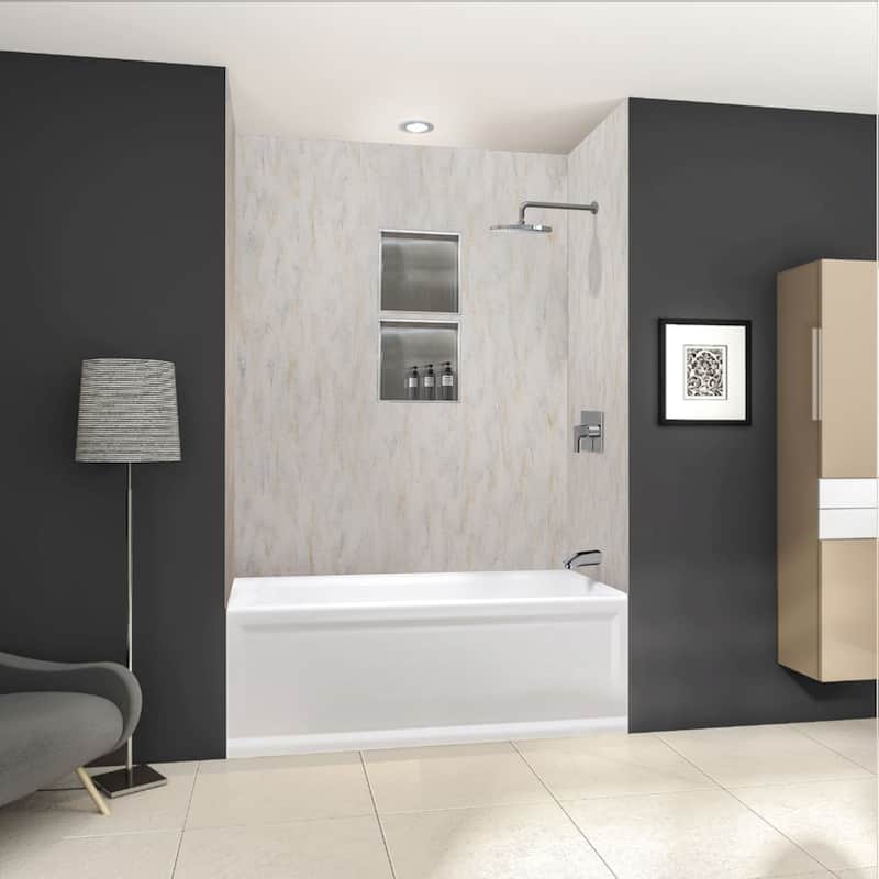 Transolid LWK604872 Lusso 72" H x 60" W x 48" D Three Wall Alcove - Creme Carmel