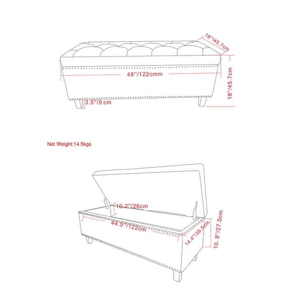 WYNDENHALL Bowes 48 inch Wide Traditional Rectangle Table Ottoman