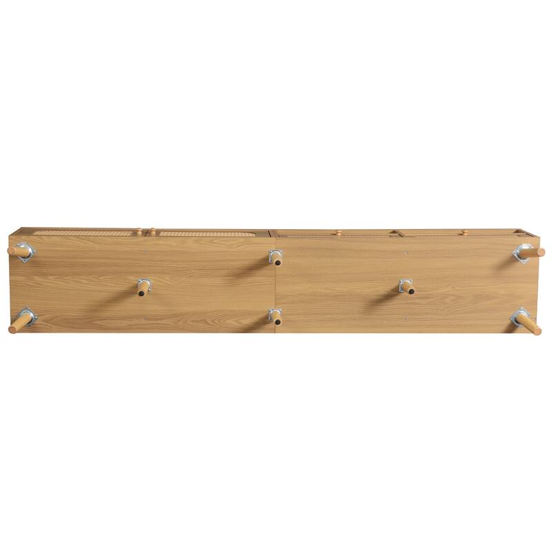 78.74" TV Stand with Rattan Accents and 2 Drawers with 2 Cabinets for 85" TVs