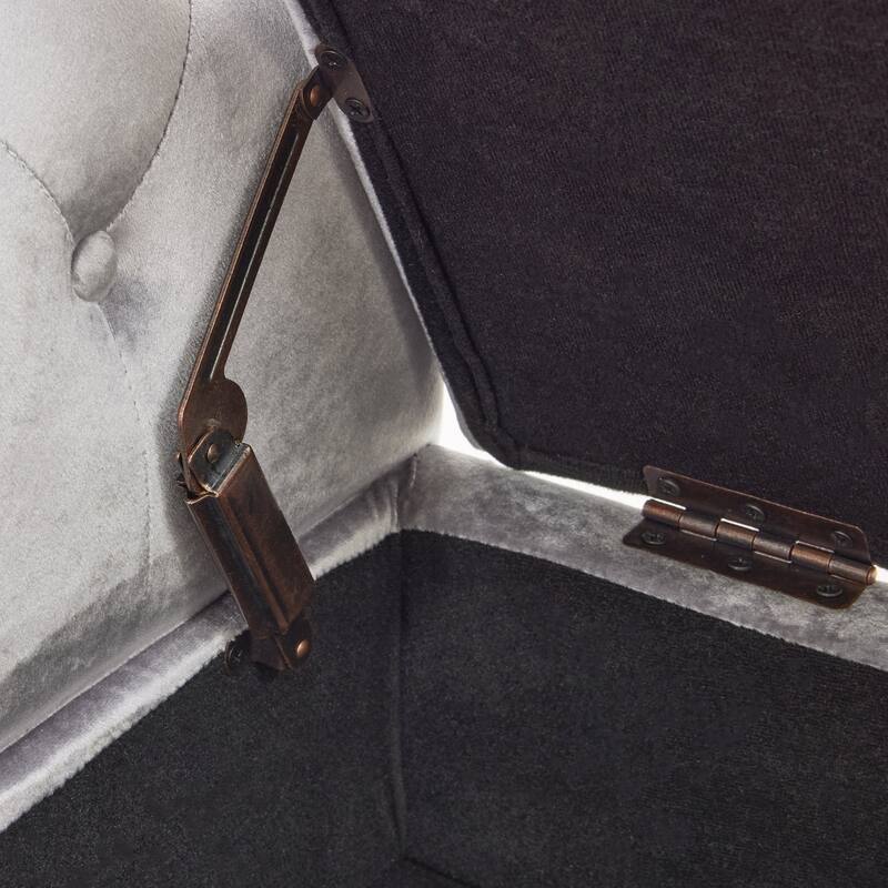 Luxurious Velvet Ottoman Bench with Spacious Storage and Decorative Trim
