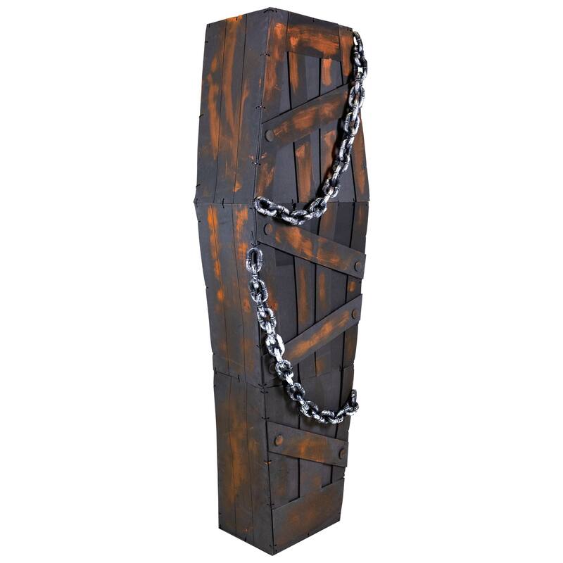 63" Animated and Lighted Chained Shaking Coffin Halloween Decoration