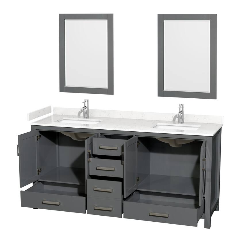 Wyndham Collection Sheffield 72" Double Bathroom Vanity, Carrara