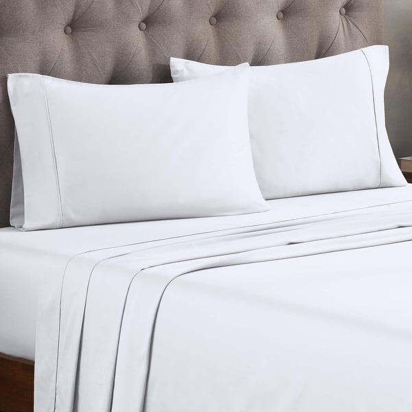 Superior Egyptian Cotton 300 Thread Count Solid Deep Pocket Sheet Set - Queen - White