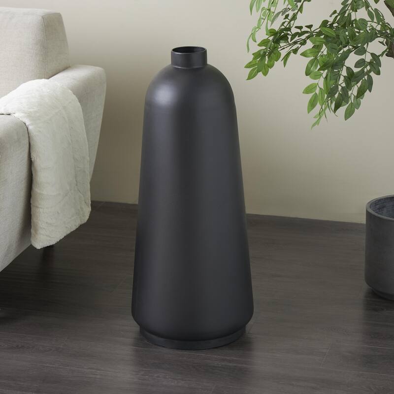 Metal Decorative Vase with Narrow Opening - Black - Roche River Decor