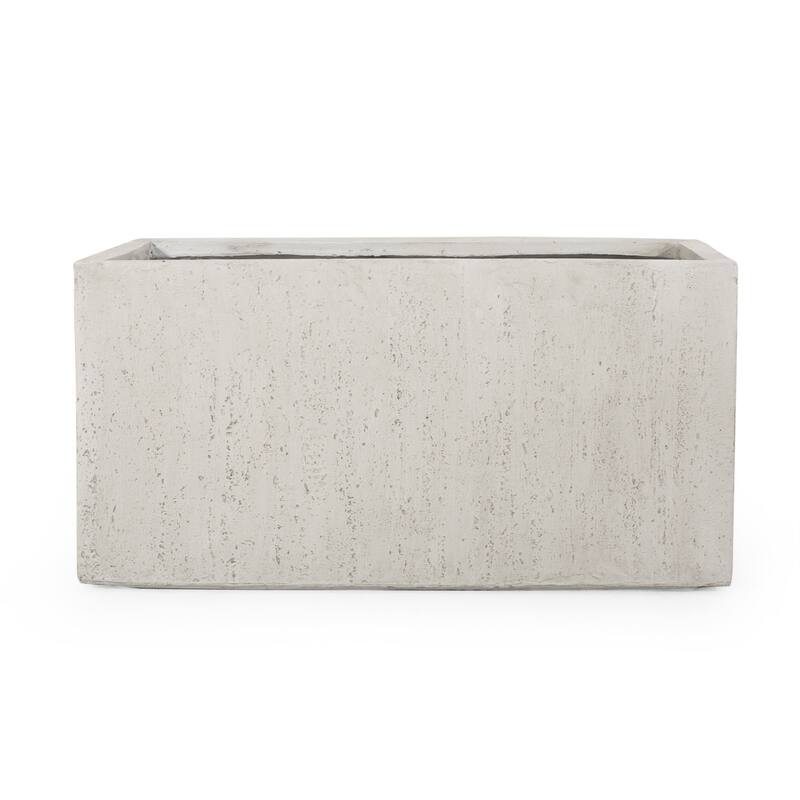 Ella Outdoor Modern Cast Stone Rectangular Planter by Christopher Knight Home
