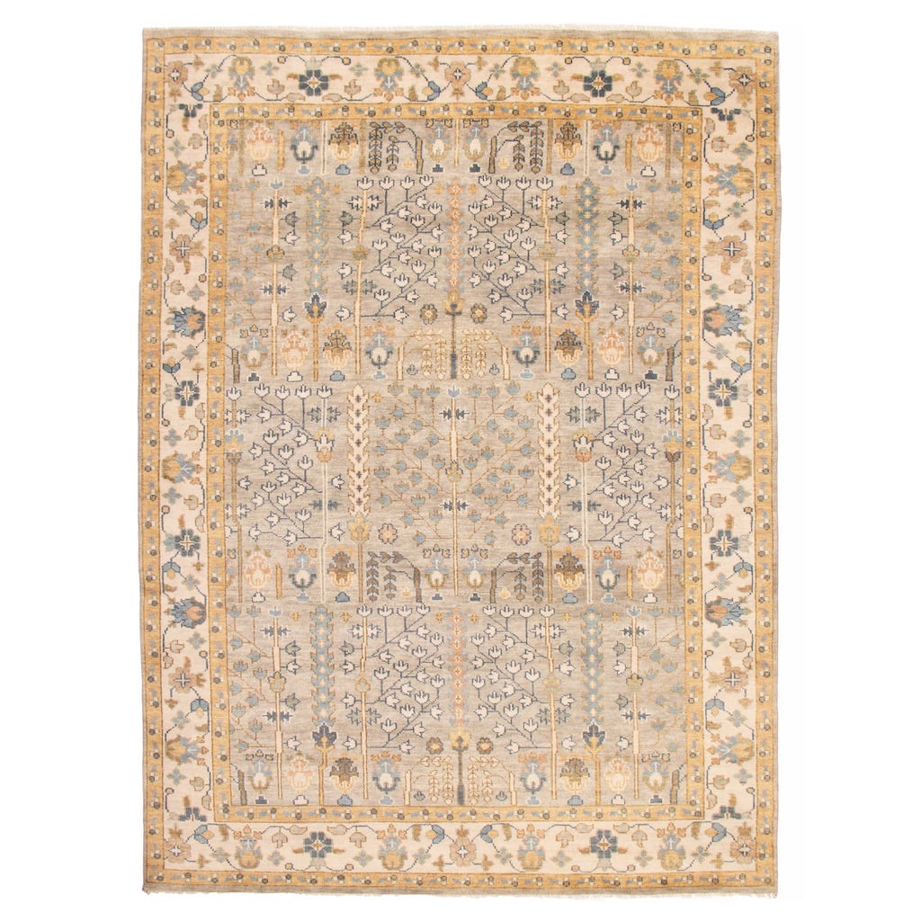 ECARPETGALLERY Hand-knotted Jules Serapi Light Grey Wool Rug - 10'2 x 14'0