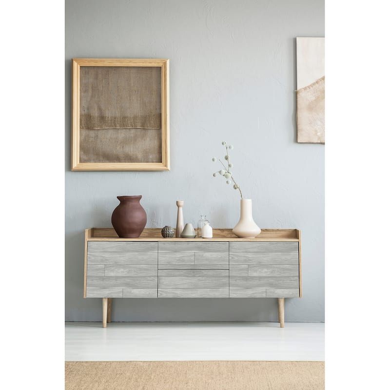 NextWall Teak Plank Peel and Stick Unpasted Wallpaper