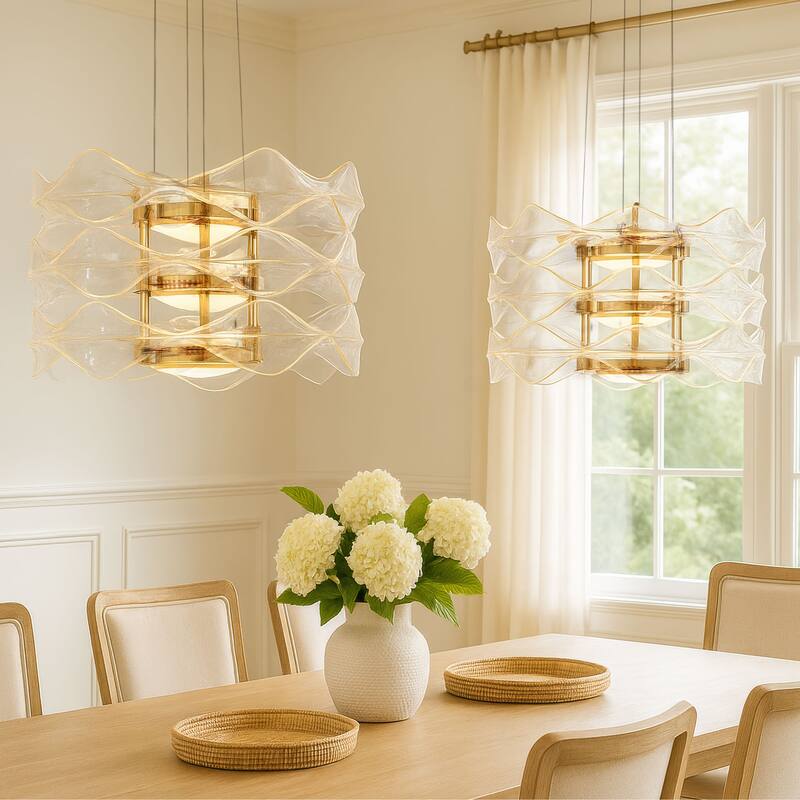 Golden Lighting Vetrina Integrated LED 3-tier Pendant in Light Gold