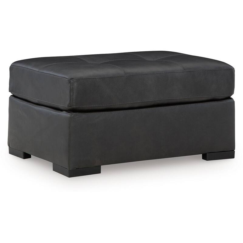 Keaton Oversized Accent Ottoman, Black Faux Leather, 40 Inch