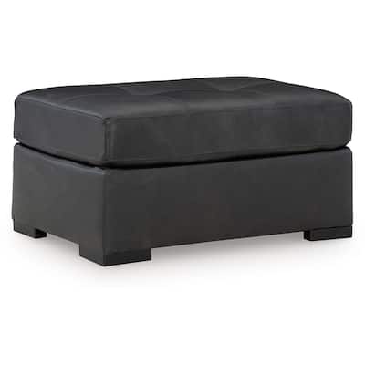 Keaton Oversized Accent Ottoman, Black Faux Leather, 40 Inch