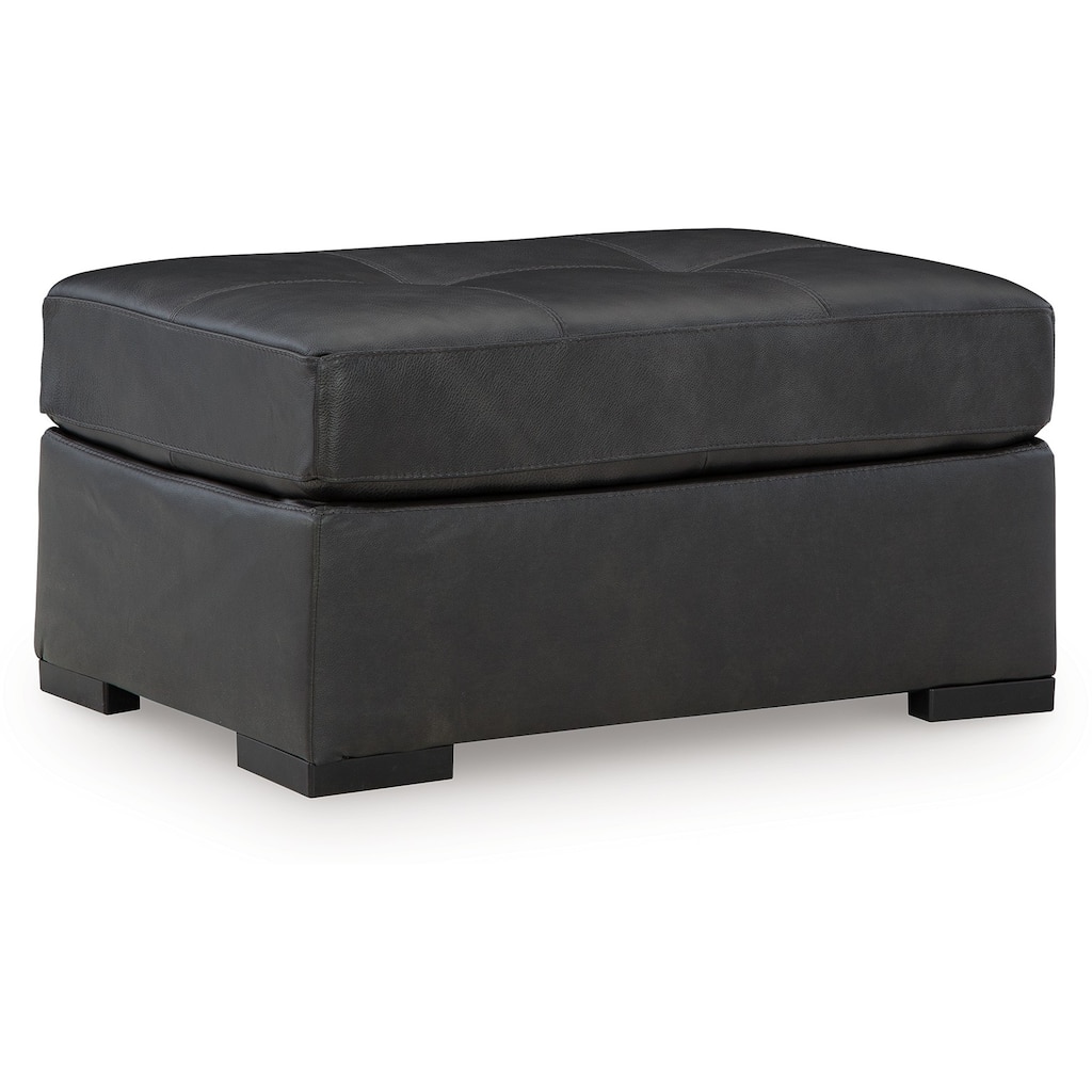 Keaton Oversized Accent Ottoman, Black Faux Leather, 40 Inch