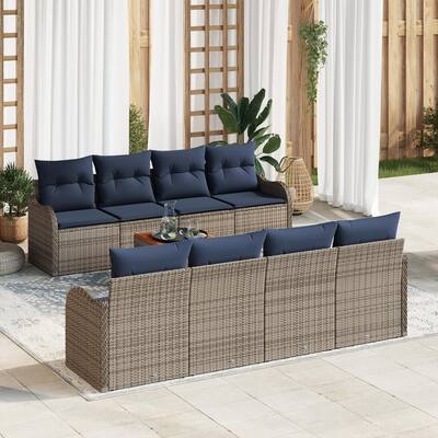 vidaXL 9 Piece Garden Sofa Set with Cushions - 90.9×24.4×27.2