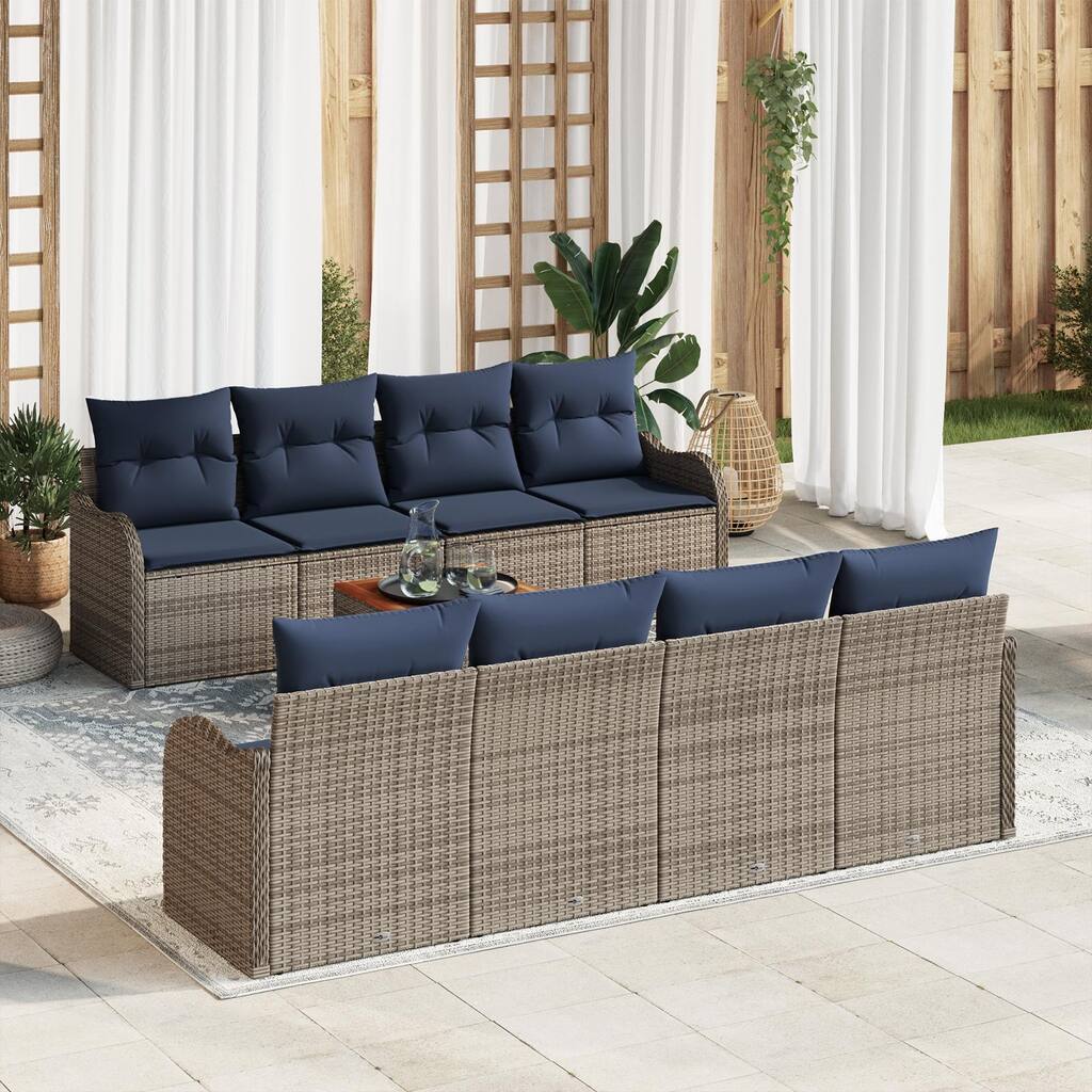 vidaXL 9 Piece Garden Sofa Set with Cushions - 90.9×24.4×27.2