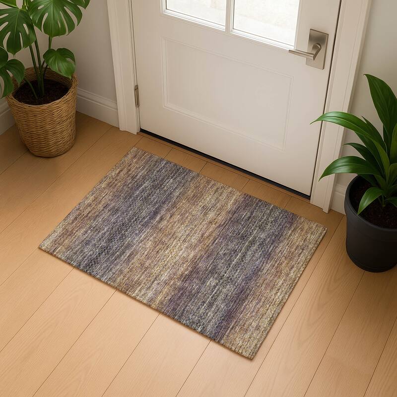Premium Washable Super Soft Ombre Stripes Mayfield Rug - Eggplant - 1'8" x 2'6"